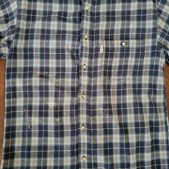 Carhartt Men's Button-Up Flannel Work Casual Shirt Size M Blue/Gray 100% Cotton - Picture 5 of 10